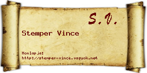 Stemper Vince névjegykártya